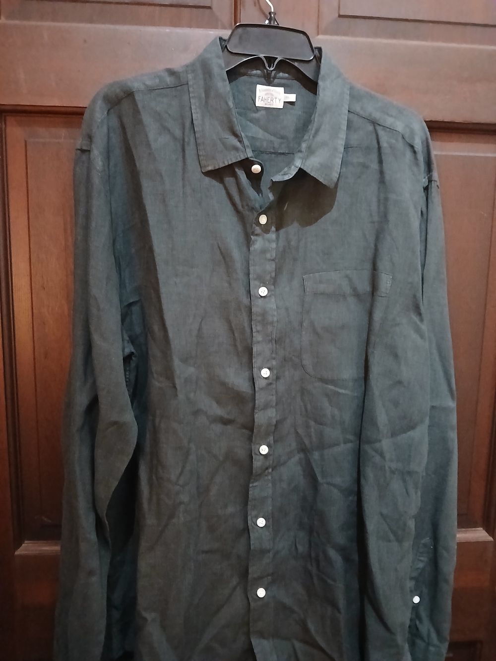 FAHERTY Men’s Dark Gray 100% Linen Button-Up Shirt Size XXL